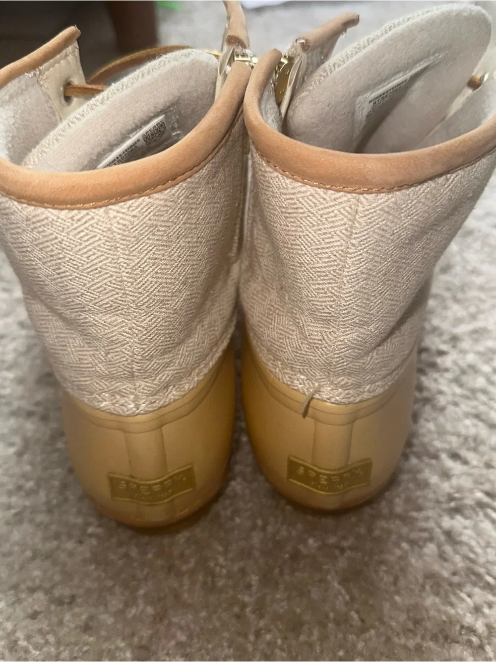 Sperry Metallic Gold and Cream Waterproof Duck Boots